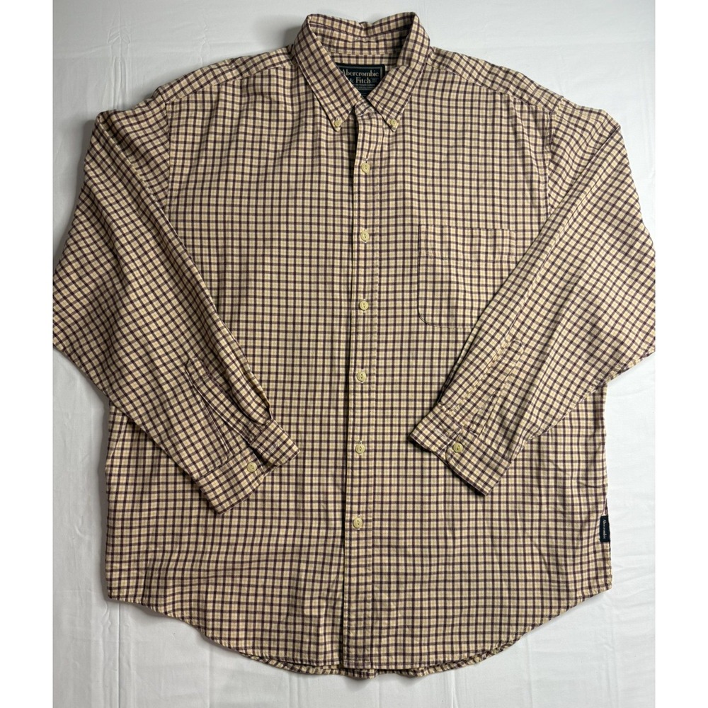 Abercrombie & Fitch Flannel Shirt Men's L Cotton Plaid Button Down Vintage Y2K